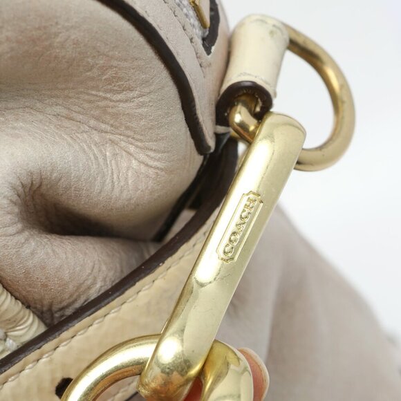 COACH Flagship Leather Ella Satchel Shoulder Bag Gold Parchment Cream Yellow - Picture 11 of 16